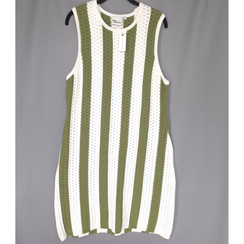 ANTHROPOLOGIE DAILY PRACTICE New Knit Mini Dress XL Sleeveless Green Striped - Picture 4 of 16